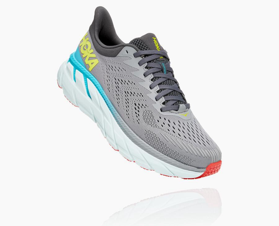 Hoka Mens Running Shoes NZ - Hoka Clifton 7 Grey (TDA593206)